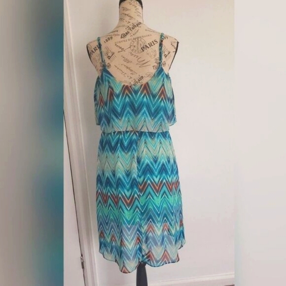 Rue21 Chiffon Sleeveless 2Step Sling Dress Size M Aqua/blue Print. 🌴 - Picture 3 of 7